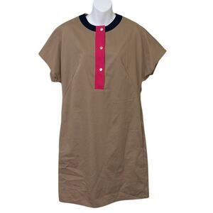 Akris punto Colorblock Cotton Gabardine Stretch Shift Dress Size 8 New